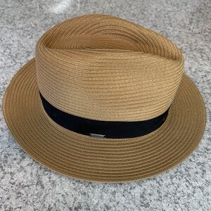 Tan Fedora Hat with Black Band